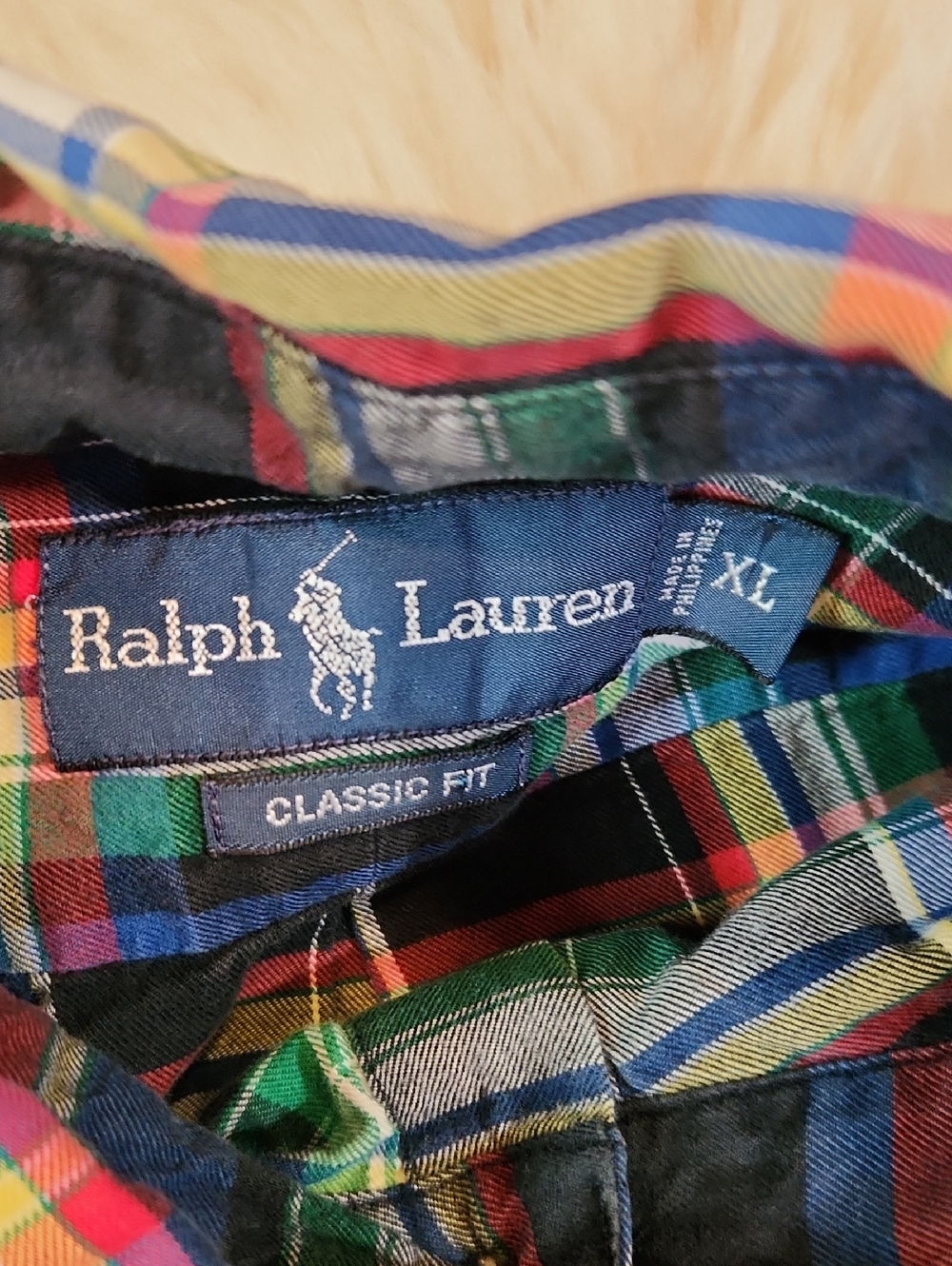 Ralph Lauren Plaid Collared Bitton Front  Long Sleeve Mens Shirt - Picture 3 of 3